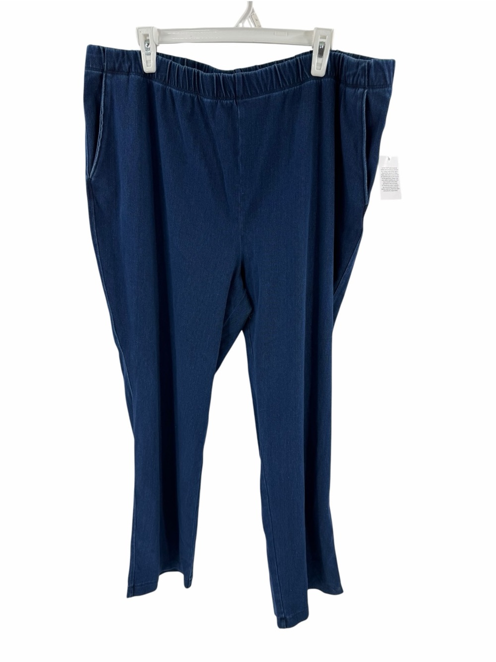 Lands End Blue Pull On Cotton Straight Leg Pants with Pockets 2X New